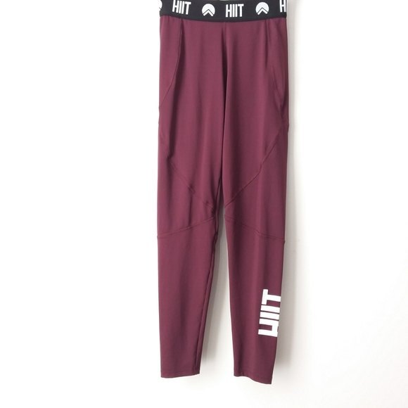 HIIT Burgundy Logo Active Leggings S - Picture 3 of 9
